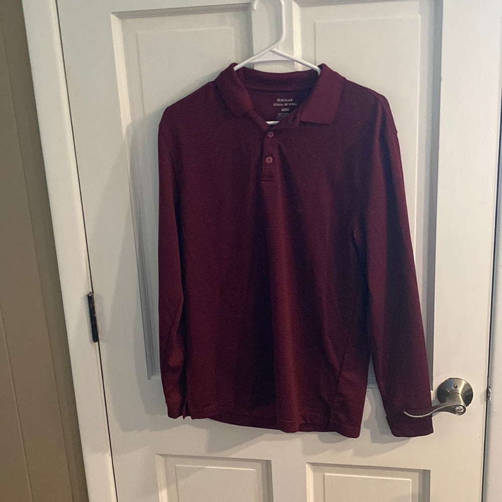Haggar cool 18 pro red long sleeve shirt